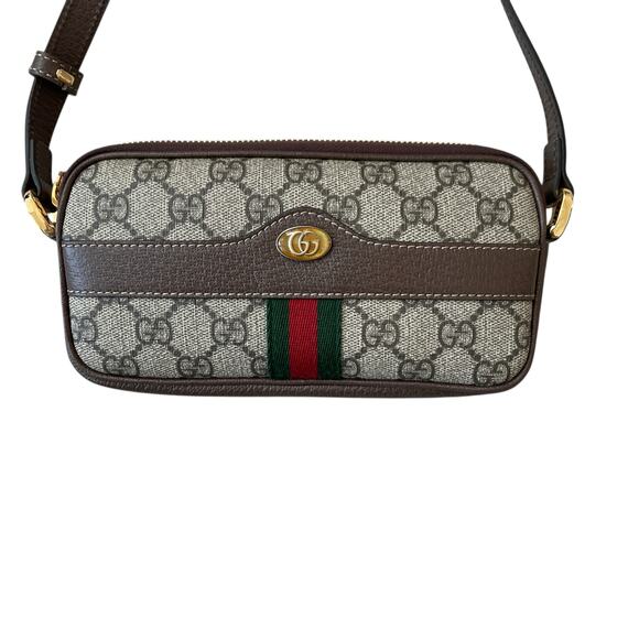 Gucci GG Supreme Ophidia Mini Crossbody Bag Beige/Ebony Coated Canvas NEW - Picture 5 of 14